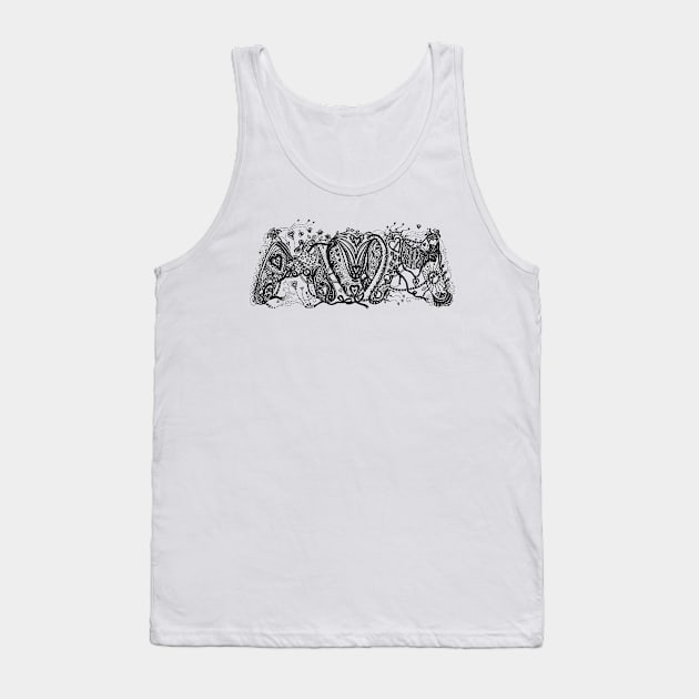 Mum (Mom) Aussie Tangle in Black and White Tank Top by Heatherian